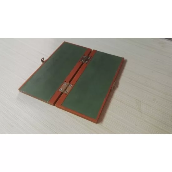 Folded leather strop with jewelers rouge